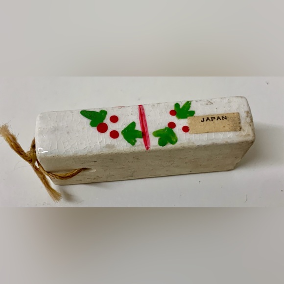 Mid Century Post WWII Japan Antique Glazed Ceramic Christmas Present Ornament - Picture 2 of 12